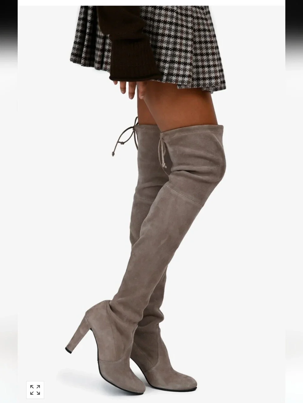 Stuart Weitzman Taupe Suede Thigh High Heeled Boots
